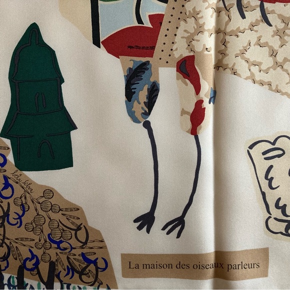 Brand New Hermes La Maison des Oiseaux Parleurs Silk Scarf - Picture 7 of 14